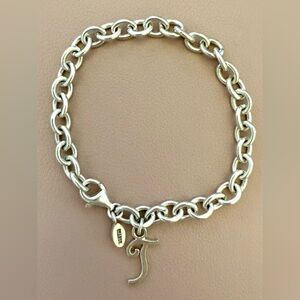 @BARSE Sterling Silver “T” Initial Bracelet – Chunky Chain | 7.5”